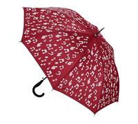 Riki Browns Parapluie automatique long avec fantaisie hydroréactive notes musicales - couleur avec pluie - tissu 100% pongé, poignée incurvée antidérapante - noir, bleu, vert, rouge bordeaux, Bordò