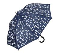 Riki Browns Parapluie automatique long avec fantaisie hydroréactive notes musicales - couleur avec pluie - tissu 100% pongé, poignée incurvée antidérapante - noir, bleu, vert, rouge bordeaux, bleu