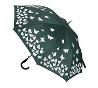 Riki Browns Parapluie automatique long avec motif hydroréactif papillons - Se colore avec la pluie - Tissu 100% pongé, poignée incurvée antidérapante - noir, bleu, vert, rouge bordeaux, vert, Lungo