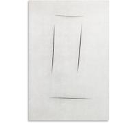 Rikin Liuff Affiche de Lucio Fontana《Rayures blanches》Peinture sur toile Art mural abstrait Gravures de Lucio Fontana Image moderne pour la décoration du salon 40x65cm Sans cadre