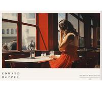 Rikin Liuff Café par Edward Hopper Affiche paysagère et gravures Exposition de peinture sur toile Edward Hopper femme Peinture murale pour décoration de bureau 40x55cm Sans cadre