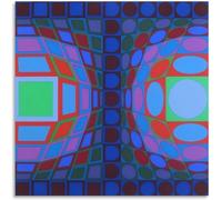 Rikin Liuff célèbre Victor Vasarely Affiche visuelle《Deux sphères》Peinture sur toile Art mural abstrait Victor Vasarely imprime pour la maison Picture Decor 60x60cm sans cadre