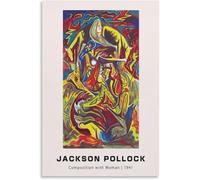 Rikin Liuff Composition avec femme par Jackson Pollock affiche et peinture abstraite Toile Prinrs Jackson Pollock Art mural pour la décoration murale de la maison 16x24in sans cadre