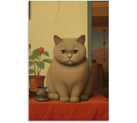 Rikin Liuff Fernando Botero Chat Affiche et Impressions Fernando Botero Chat Toile Art Mural Animal Painitng Rétro Photo Pour La Maison Décoration Murale 40x60cmx1 Sans Cadre