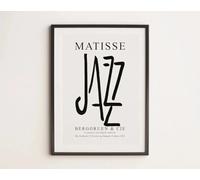 Rikin Liuff Henri Matisse Impressions Noir JAZZ Art Mural Henri Matisse Affiche Mode Peinture Moderne Toile Photo Pour Salle de Bain Décoration Murale 40x55cm Sans Cadre