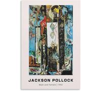 Rikin Liuff Mâle et femelle par Jackson Pollock affiche et peinture abstraite toile Prinrs Jackson Pollock Wall Art pour bureau à domicile Wall Decor 16x24in sans cadre