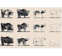 Rikin Liuff Pablo Picasso le taureau Ligne Art mural Picasso Impressions Picasso taureau Affiche Pablo Picasso Peinture sur toile pour la maison Photo Decor 60x80cmx1 Sans cadre