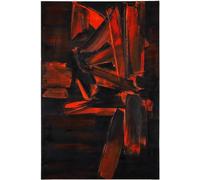 Rikin Liuff Pierre Soulages Affiche Lignes Noires Toile Rouge Art Mural Pierre Soulages Impressions Pierre Soulages Peinture Pour Décoration D’intérieur Pictrue 50x75cm Sans Cadre