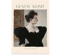 Rikin Liuff Portrait d’une dame en noir par Gustav Klimt Affiche et estampes Art mural abstrait Gustav Klimt Peinture sur toile pour la maison Décor photo 40x65cm Non encadré