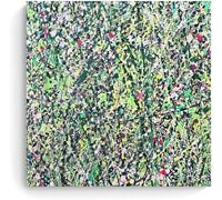 Rikin Liuff Printemps herbe et fleurs par Jackson Pollock affiche et peinture abstrait toile Prinrs Jackson Pollock Art mural pour la décoration murale de la maison 20x20in sans cadre