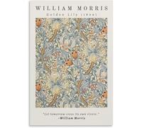 Rikin Liuff William Morris Affiches Golden Lily Floral Art Prints William Morris Impressions d’art murales Peinture sur toile vintage pour la décoration de la chambre Photos 40x55cm Non encadré