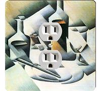 Rikki Knight 2939 Outlet Juan Gris Art Nature morte avec bouteilles et couteaux Design Outlet Plate