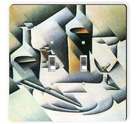 Rikki Knight 2939 Plaque de commutation double Motif Juan Gris Nature morte avec bouteilles et couteaux