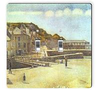 Rikki Knight 3041 Plaque d'interrupteur double à bascule Georges-Pierre Seurat Art Bridge Port En-Bessin