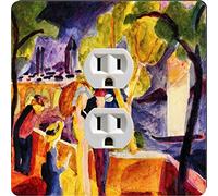 Rikki Knight 3204 Outlet Plaque de sortie design August Macke Art Walking At The Lake