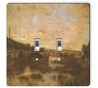 Rikki Knight 3464 Plaque d'interrupteur double à bascule Berthe Morisot Art La Seine sous le pont d'Lena