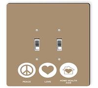 Rikki Knight 42250 Plaque d'interrupteur à double bascule, motif paix, amour, santé, aide à la maison, couleur marron