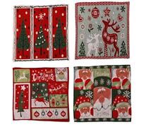 RIKYJIC Lot de 4 sets de table de Noël tricotés jacquard avec motifs de dessins animés - Nouvelle décoration de table de vacances, 33 x 47 cm, parfaits pour les tables festives et créer une atmosphère