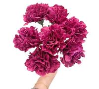 Rikyo Bouquets de 28,9 cm avec 10 tiges d'œillets roses rouges - Fleurs artificielles d'extérieur résistantes aux UV - Ne se décolorent pas - Mini pétales en soie - Plantes éternelles pour accessoires