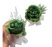 Rikyo Bracelet de poignet rose et boutonnière pour homme - Corsage pour bal de fin d'année, fleur de mariée, cérémonie de fleurs de mariage, décoration de fête de mariage, bal de fin d'année, couronne