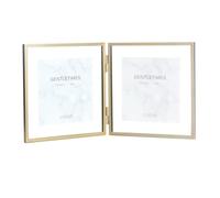 Rikyo Cadre photo double pliable doré, cadre photo à charnière avec façade en verre, clip de spécimen de plante, double support d'affichage de bureau, cadre vertical de bureau 10,2 x 10,2 cm ou 12,7 x