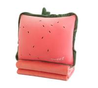 Rikyo Ensemble de couverture et oreiller en peluche de 38 cm avec fruits pour voyage, 3 en 1 - Oreiller à câliner en peluche douce avec couverture pour mains réchauffantes pour cadeau pour enfants