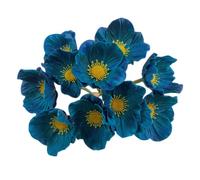 Rikyo Lot de 10 bouquets de fleurs de coquelicot artificielles en polyuréthane - Ne se décolorent pas - Pour décoration de table de cuisine, vase, maison, mariage, décoration murale (bleu rétro)