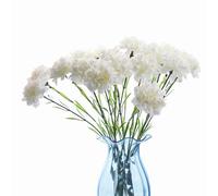 Rikyo Lot de 10 Bouquets d'œillets artificiels en Soie, tête de Fleur Unique de 50 cm, Bouquet et Feuille Verte pour Toile de Fond de Mariage,fête de la Maison,Mariage décoration de Fleurs (Blanc)