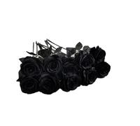 Rikyo Lot de 10 Roses artificielles à Tige de 48 cm - Ne se décolorent Pas - Fleurs artificielles en Soie - pour Accessoires Photo, fête, Mariage, Arrangements Floraux (Noir)