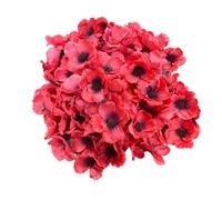 Rikyo Lot de 100 têtes de coquelicot artificielles en soie - 7 cm - Pour décoration de mariage, mur de chambre d'enfant, arche, couronne, décoration de gâteau - Rouge rose