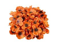 Rikyo Lot de 100 têtes de fleurs artificielles en soie de coquelicot et anémone pour décoration de mariage, mur de chambre d'enfant, couronne, guirlande de gâteaux, têtes de 7 cm (orange)