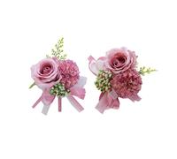 Rikyo Lot de 2 boutonnières artificielles de 7,6 cm avec Roses et œillets pour Homme, Fleurs en Soie Faites à la Main pour Mariage, Accessoires de Costume, décoration (Violet)