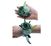 Rikyo Lot de 2 Boutons de Poignet en Forme de Rose - Fleur en Soie pour Homme - pour décoration de gâteau de Mariage, fête de Mariage, Bal de Fin d'année, Fleur à la Main (Vert noirâtre)