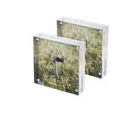 Rikyo Lot de 2 cadres photo magnétiques en acrylique -10 x 10cm - Double face en,sans cadre de 20 mm-Verre transparent - Affichage autonome pour l'art,spécimen de plantes d'ornement, facile à changer