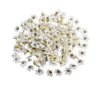 Rikyo Lot de 200 petites têtes de fleurs artificielles en soie - 2,5 cm - Pour fête de mariage, chaussures, chapeaux, couronnes, loisirs créatifs, gâteaux, vase (blanc)