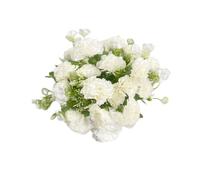 Rikyo Lot de 3 Bouquets d'œillets de Fleurs artificielles en Soie, Bouquet de 28 cm et Feuille Verte pour Fond de Mariage,décoration d'intérieur, Mariage, Festival, avec 7 Fleurs par Bouquet (Blanc)