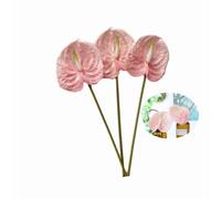 Rikyo Lot de 3 fleurs de lys artificielles permanentes en anthurium de 66 cm pour centres de table, décoration de mariage, festival (rose clair)