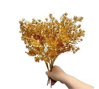 Rikyo Lot de 4 bouquets de plantes artificielles dorées de 35,6 cm pour décoration de fleurs de vacances, fête intérieure et extérieure pour fleurs, couronnes de fleurs, toile de fond de mariage, mur