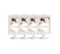 Rikyo Lot de 4 cadres photo à poser verticaux - 10,2 x 15,2 cm - Affichage double face de table - Chaque cadre peut contenir 2 photos, école, fête de mariage - Blanc