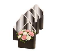 Rikyo Lot de 5 boîtes de fleurs pliables pour bouquet de fleuriste, boîte cadeau en papier étanche, boîte à bouquet à la main, boîte de fleurs pliable pour mariage, anniversaire, décoration (noir)