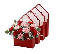 Rikyo Lot de 5 boîtes de fleurs pour bouquet de fleuriste, boîtes cadeaux en papier étanches, boîte à bouquet à la main, boîte de fleurs pliable à la main pour mariage, anniversaire, décoration (rouge