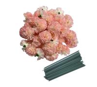 Rikyo Lot de 50 têtes de fleurs artificielles en soie avec tiges, remplissage de vase, têtes de fleurs de souci pour décoration de Diwali, couronne de jour des morts, guirlandes de gâteaux, têtes de