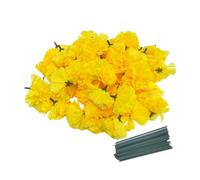 Rikyo Lot de 50 têtes de fleurs artificielles en soie avec tiges, remplissage de vase, têtes de fleurs de souci pour décoration de Diwali, couronne de jour des morts, décorations de gâteau, têtes de