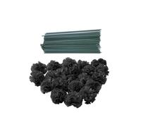 Rikyo Lot de 50 têtes de fleurs artificielles noires en soie avec tiges, têtes de fleurs de souci en vrac pour décoration d'intérieur Diwali, couronne de jour des morts, guirlandes de gâteaux, têtes