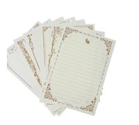 Rikyo Lot de 80 feuilles de papier kraft vintage blanc, format A5, 14 x 21 cm, 8 motifs différents, dentelle dorée, papier à lettre avec lignes pour la maison, les invitations de mariage, les lettres