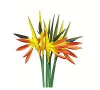 Rikyo Strelitzia Lot de 6 fleurs artificielles multicolores permanentes en forme d'oiseau de paradis de 58,4 cm pour bureau, maison, décoration de fête, plantes en pot (jaune orange)