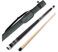 Riley Centurion Queue de Billard American Pool 147 cm Pointe 13 mm Enroulé en Lin avec Protections de Joints (Queue et étui - Noir/Blanc/Bleu)
