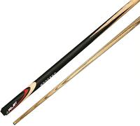 Riley Moderno Queue de Billard 2 Pièces - Longueur 145 cm, Pointe 9,5 mm | Frêne Nord-Américain, Fût Noir, Manche Bois Naturel, Joint Laiton