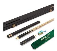 Riley Queue de Billard 3 Pièces avec Étui Coupe 3/4 - Fût Ébène Épissé à la Main - 145 cm - Manche en Frêne - Pointe 9,5 mm - Extension 15 cm Incluse (Bois Noir)
