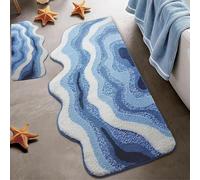 Rileygrove Breezy Weave Bath Rug, 3D Ocean Wave Tufted Carpet, Non-Slip Washable Bath Rugsfor Bathroom Bedroom, Summer & Nautical Coastal Carpet (Style 1,27.6×63 in/70 * 160cm)